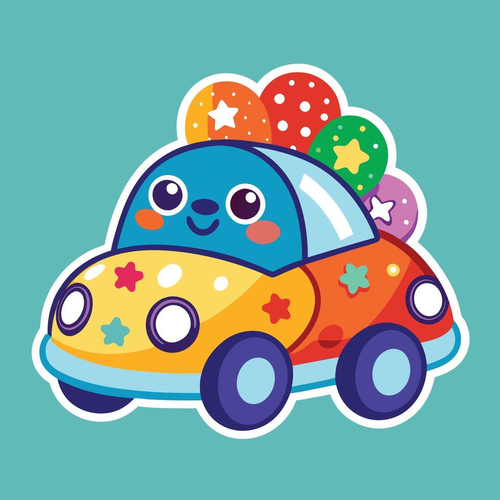 a cartoon car with balloons vector