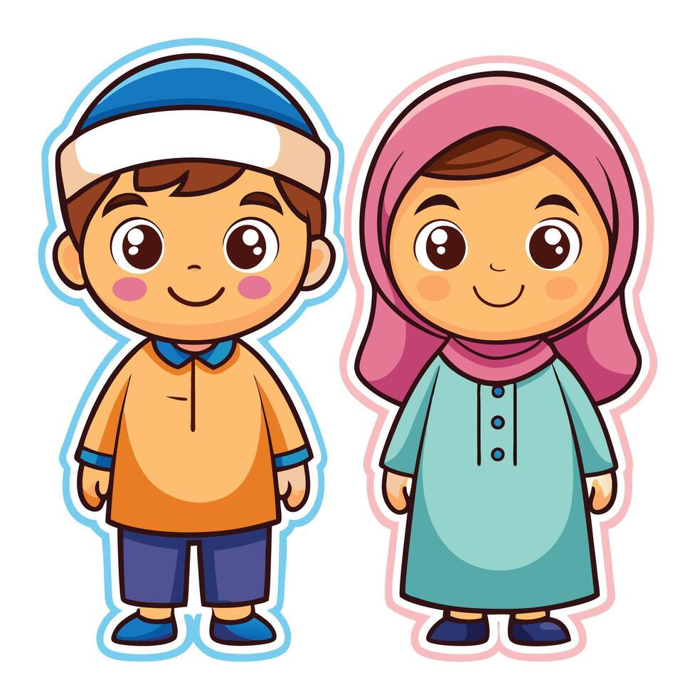 muslim boy white background vector