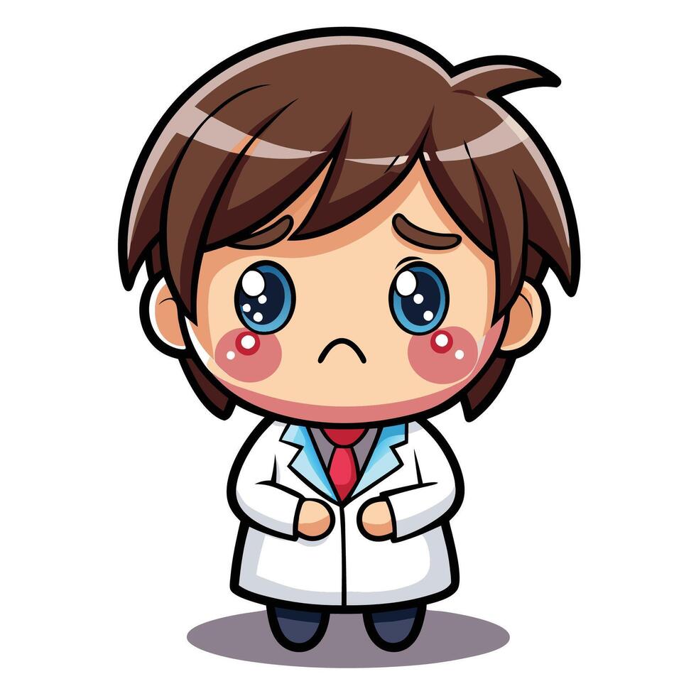 a cartoon doctor with a sad expression vector