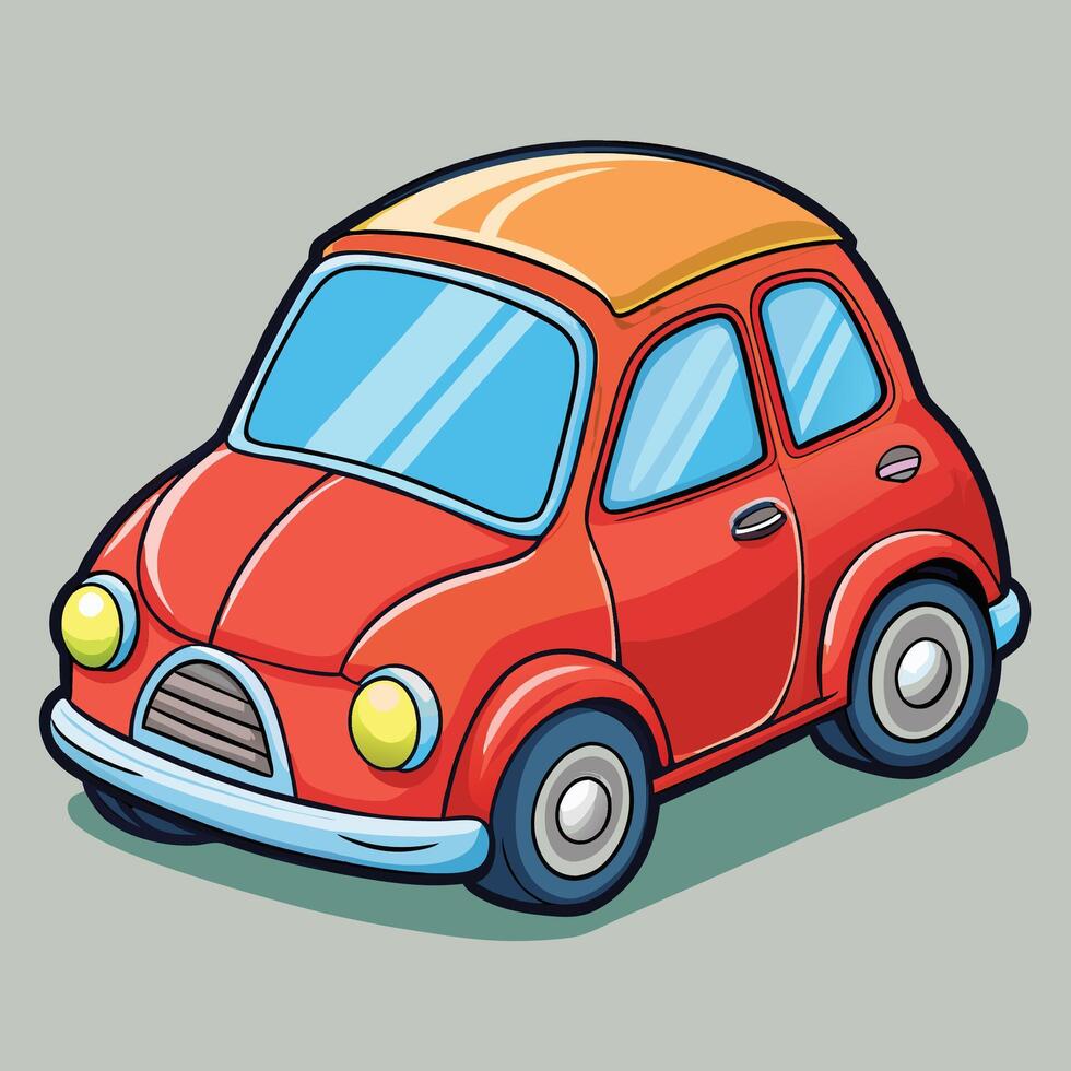 cartoon car on gray background vector