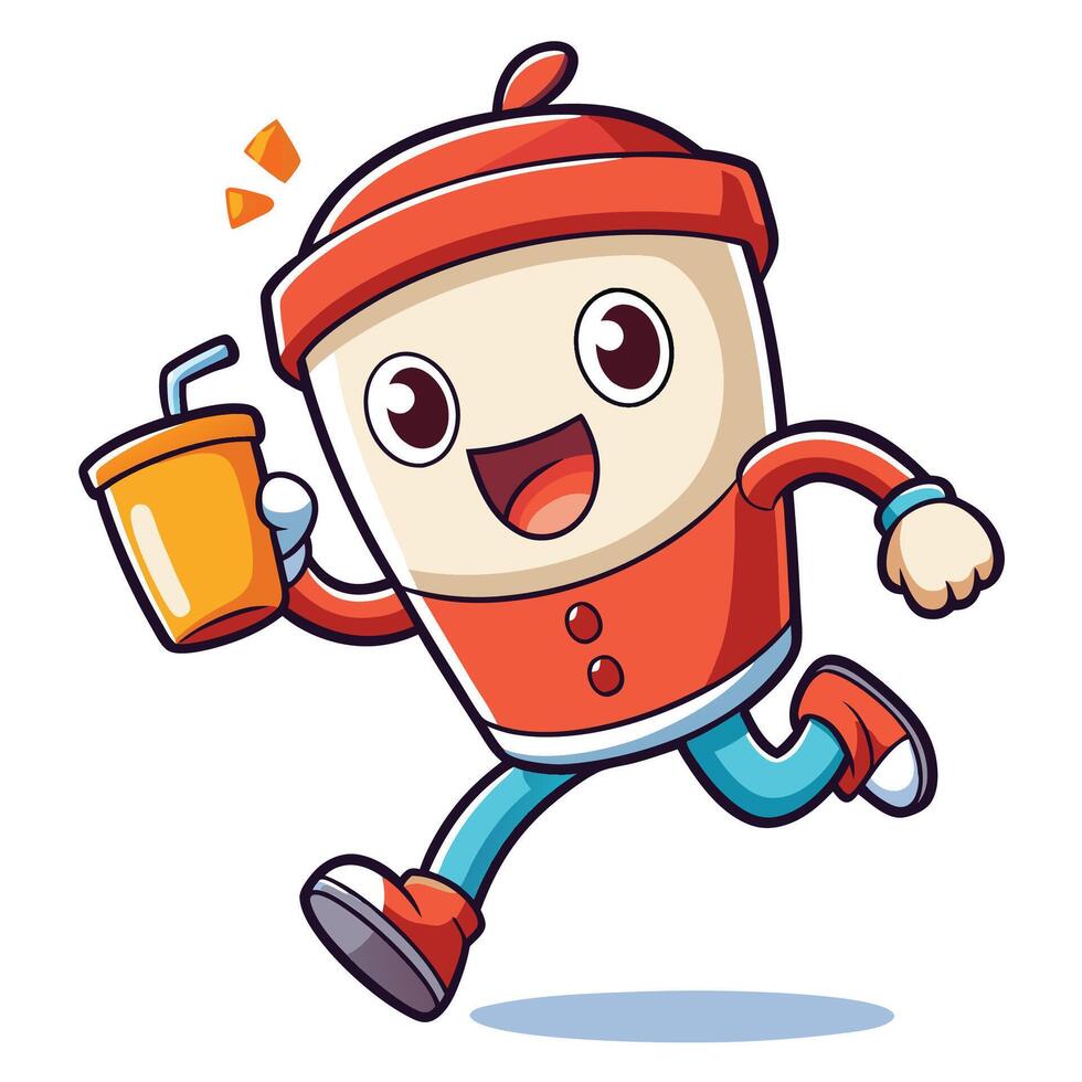 a cartoon character a cup of coffee on a white background vector