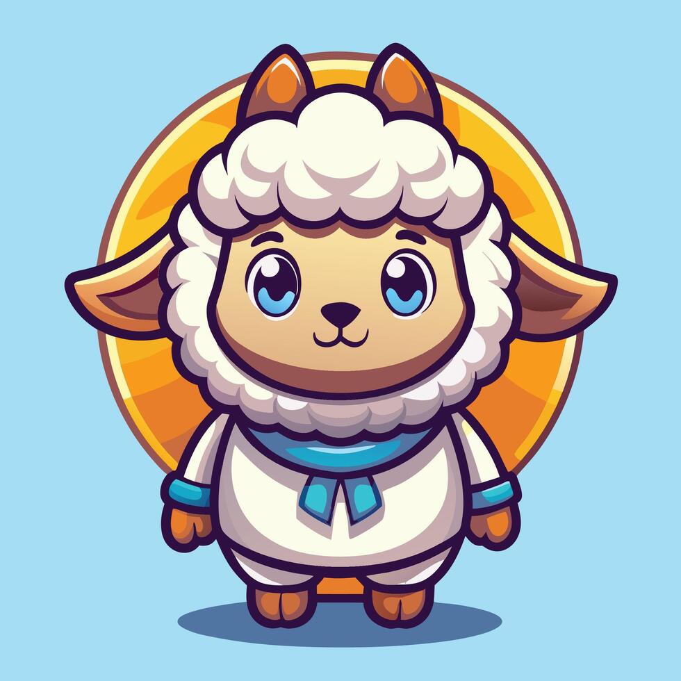 cartoon sheep character with blue eyes and a blue bow vector