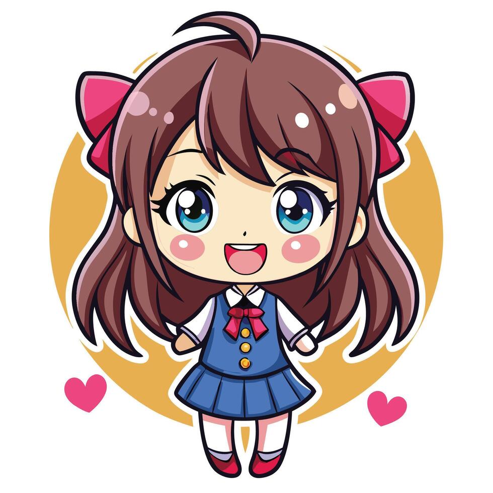 kawaii girl illustration vector