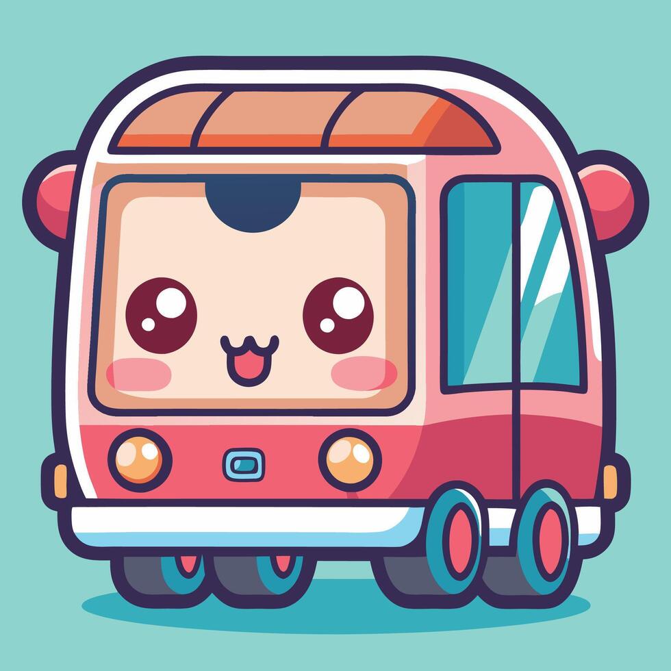 a cute little bus with a smiley face vector