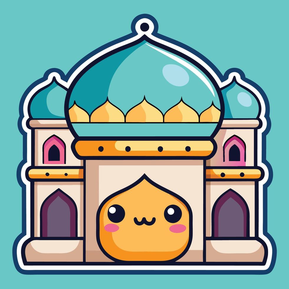 cartoon mosque with a cute vector