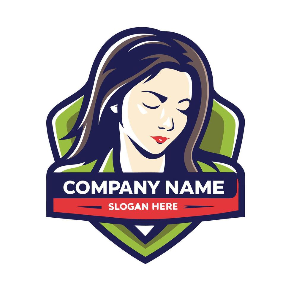 a woman's face with the word company on a white background vector