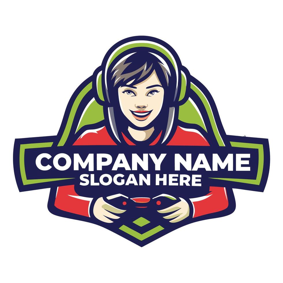 a woman playing games with headphones vector