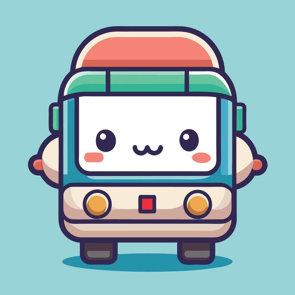 bus with a smiley face on it on a white background vector