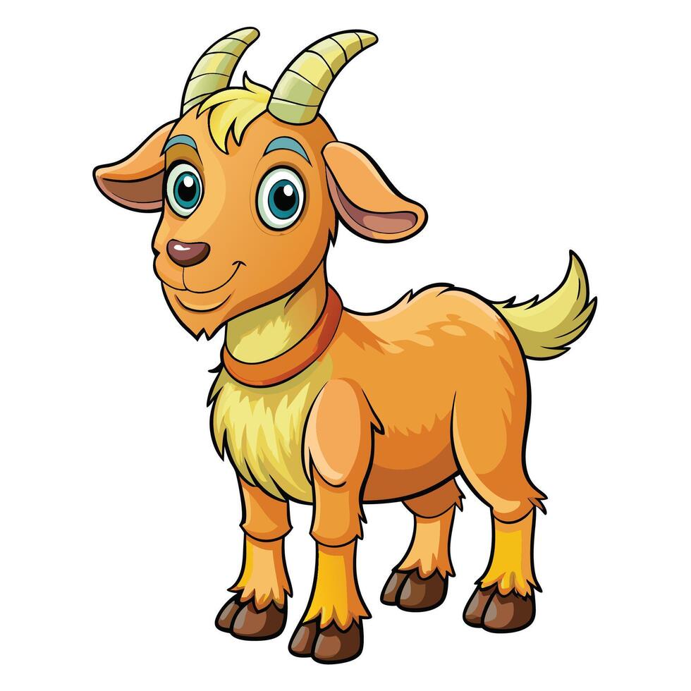 cartoon goat with horns and a collar vector