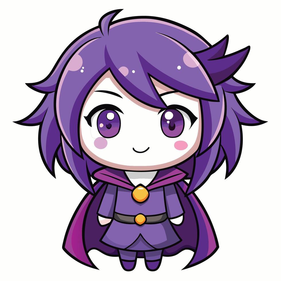 a cartoon character with purple hair and purple cape vector