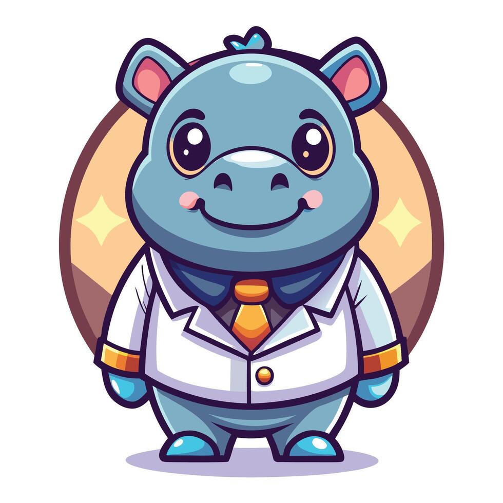 a cartoon rhino wearing a suit and tie on a white background on a white background vector