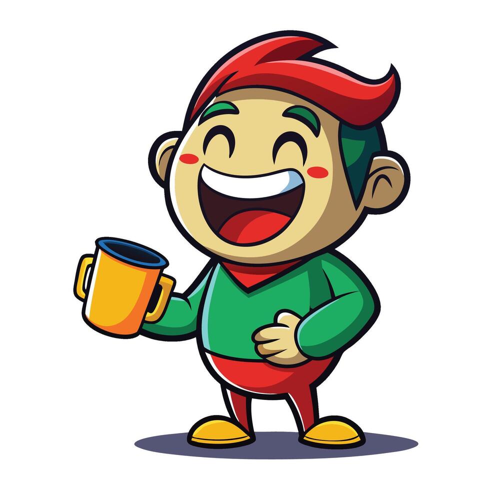 a cartoon elf holding a mug vector