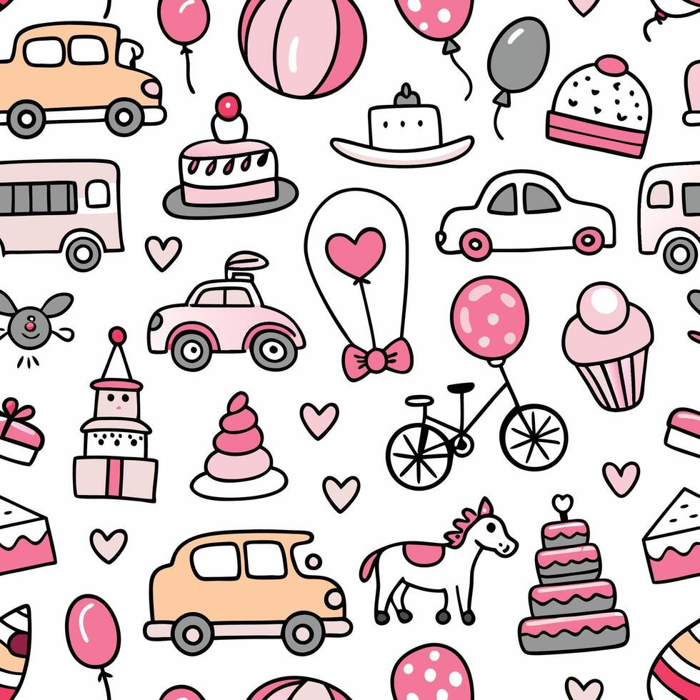 seamless pattern with pink and white objects on a white background vector