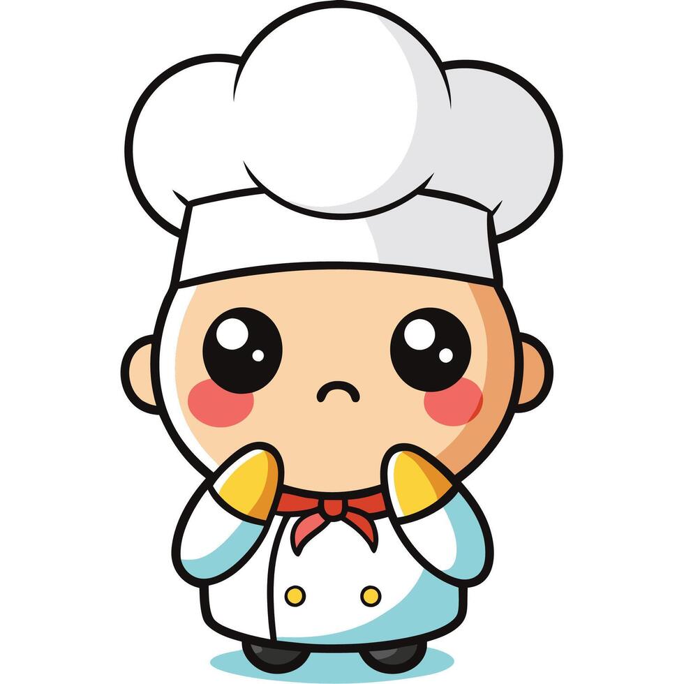 a cartoon chef with a sad face on a white background vector