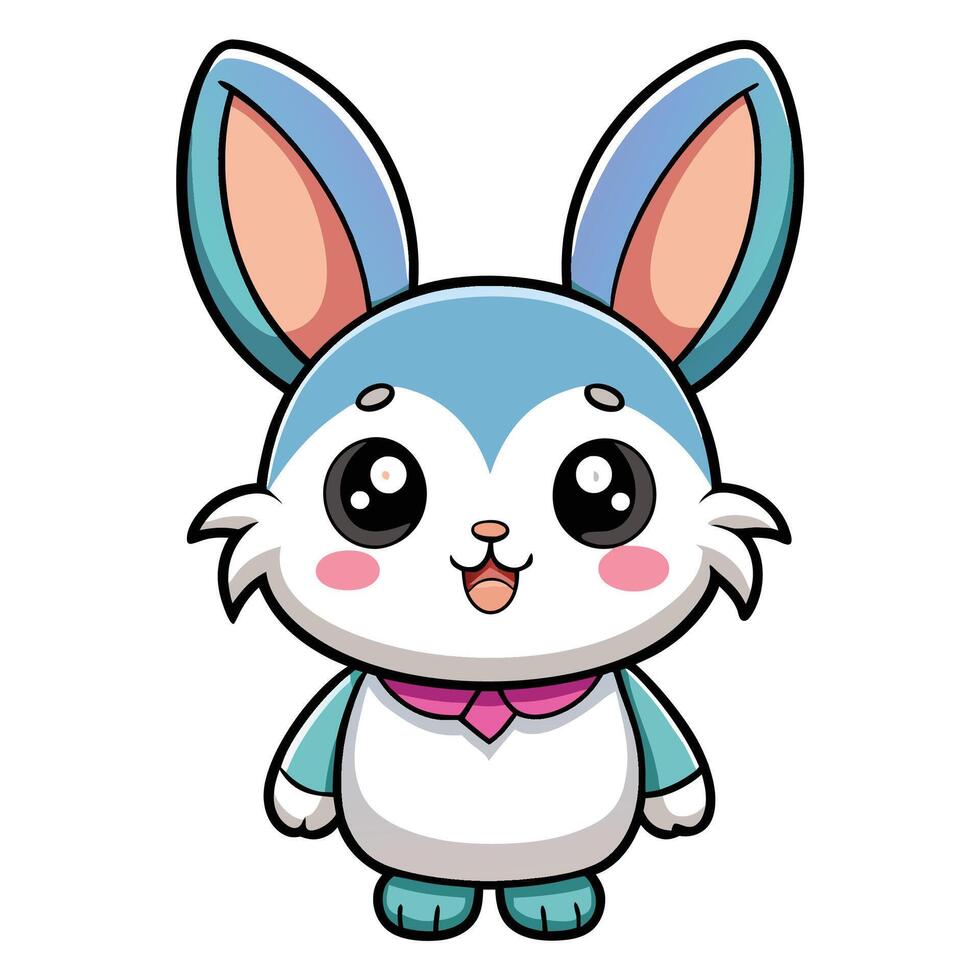 a cartoon bunny with big ears and a pink bow on a white background vector