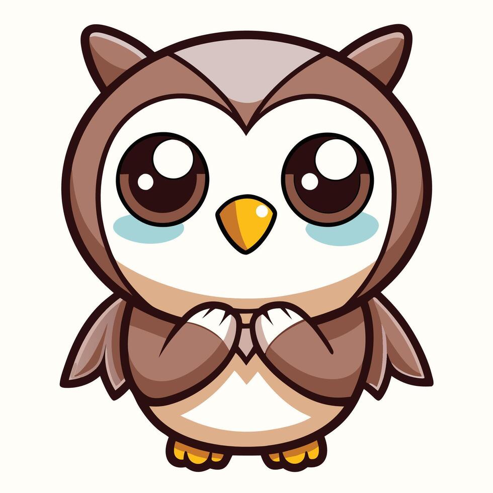 cute owl on a white background on a white background vector