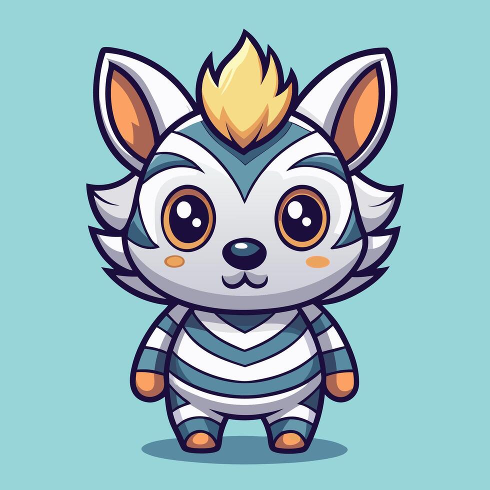 a cartoon animal with a striped outfit on a white background vector