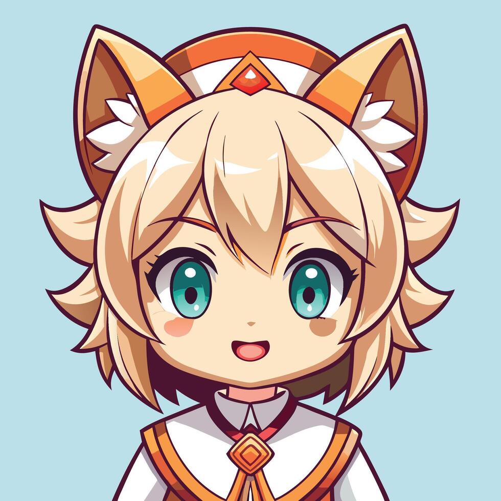 a cartoon character with long hair and a cat ears on a white background vector