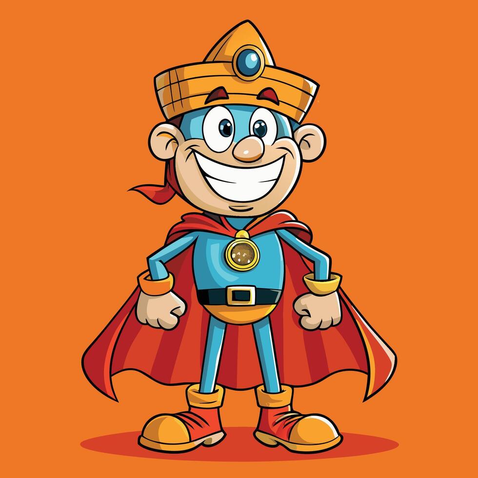 cartoon superhero with a cape on a white background vector