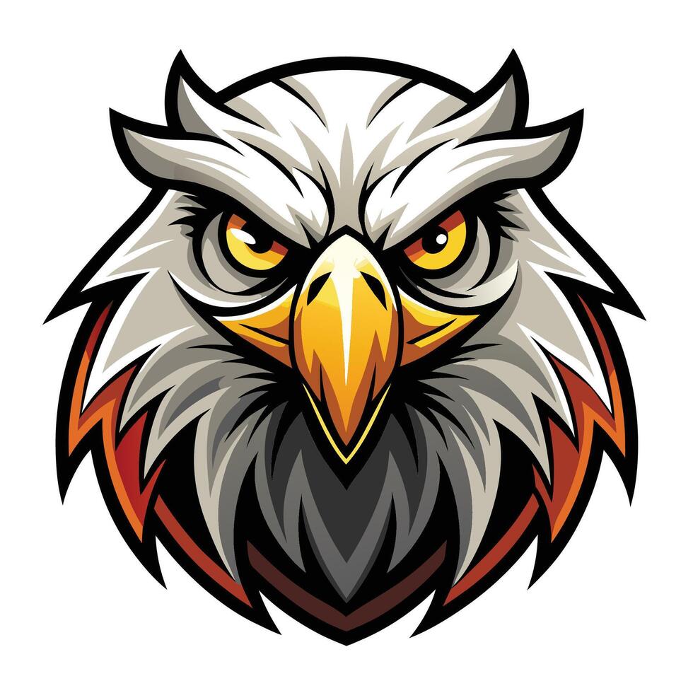 an eagle head with a red and orange beak vector