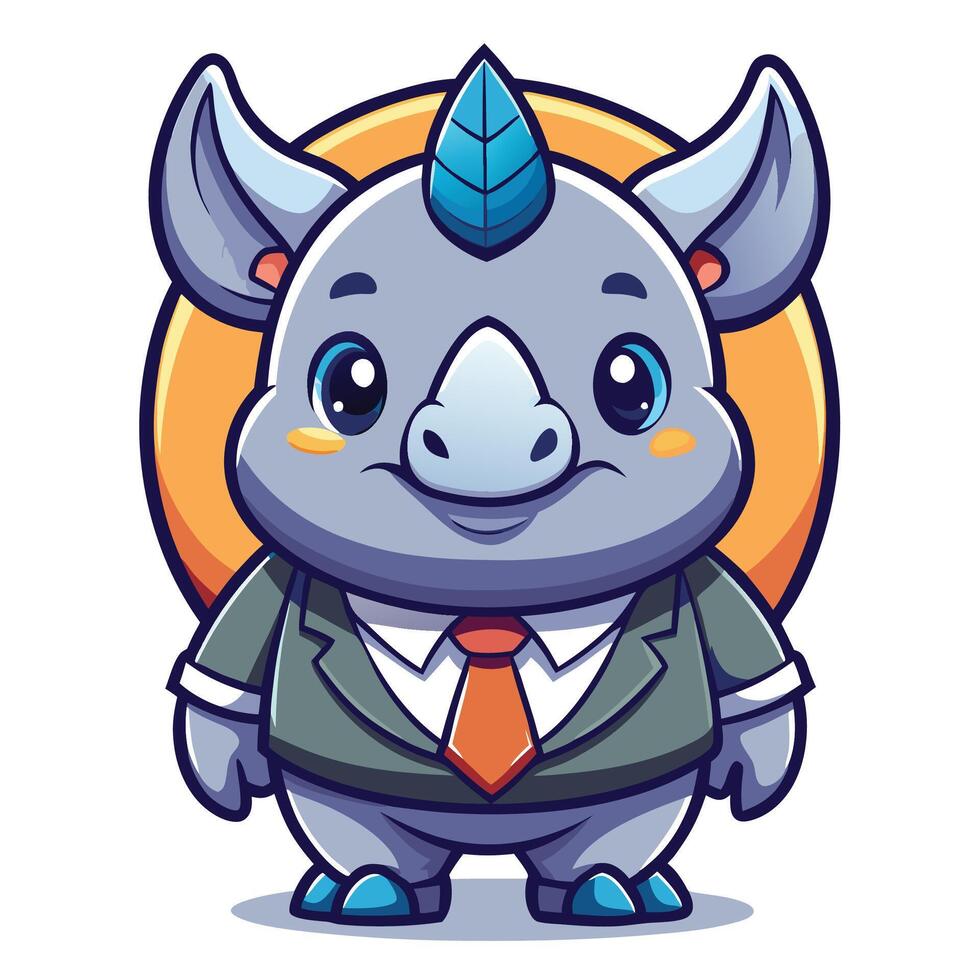 a cartoon rhino wearing a suit and tie on a white background vector