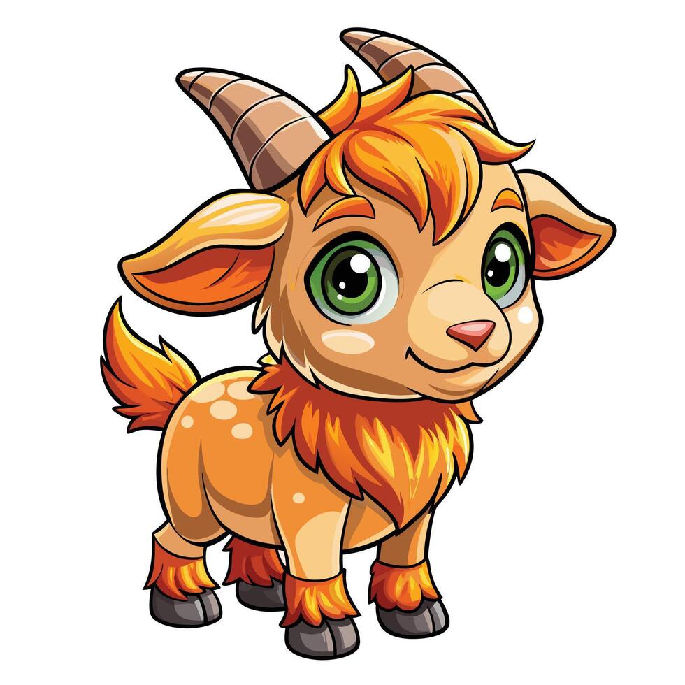 a cartoon goat with horns and a big head vector