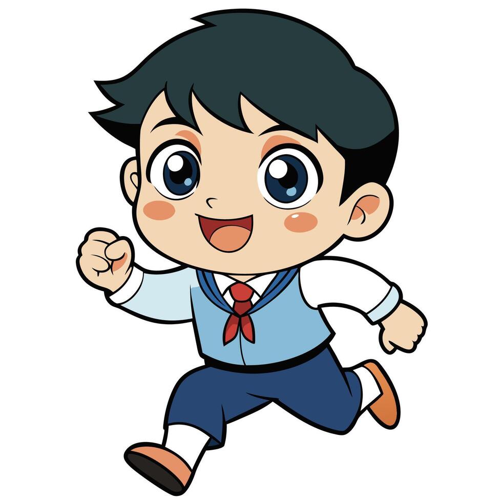 cartoon boy running with a tie on his head vector