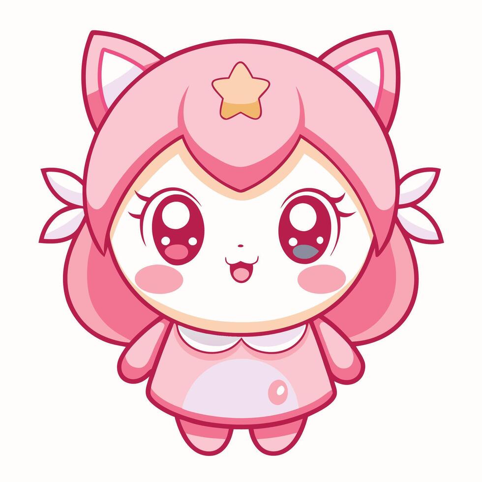 a cartoon character with pink hair a on a white background vector