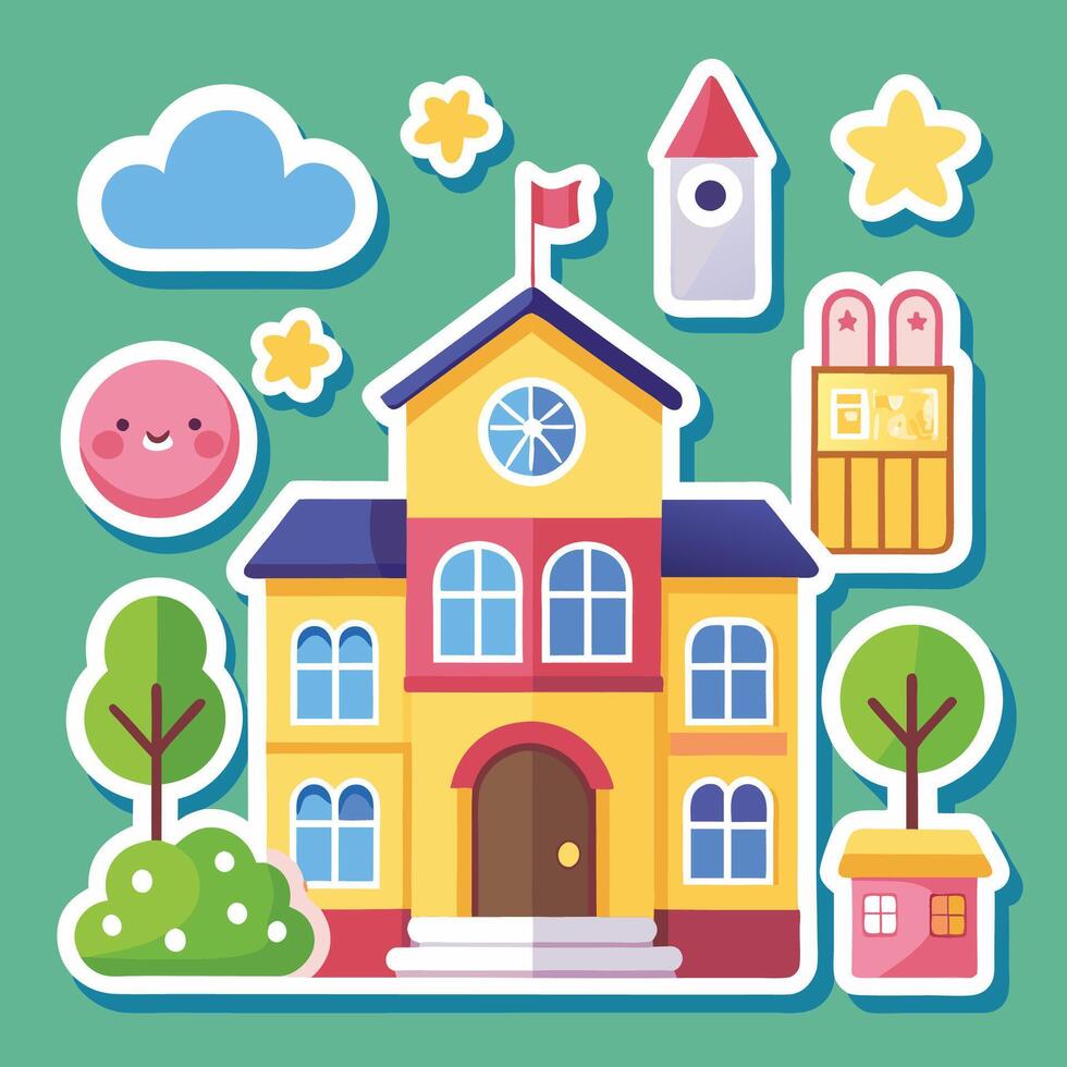 school building and schoolon a white background vector
