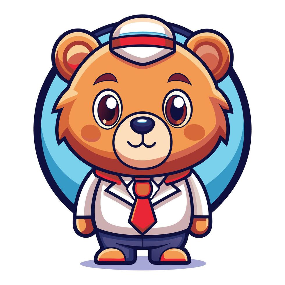 a cartoon bear wearing a tie and a uniform on a white background vector