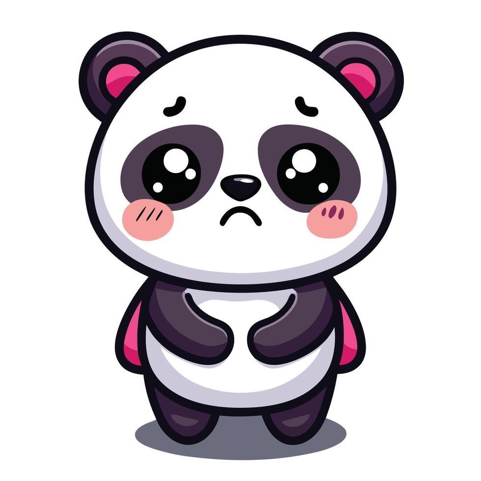 a cartoon panda bear with a sad expression on a white background vector