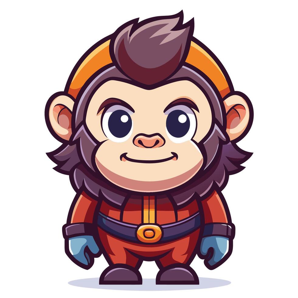 monkey in winter outfit illustration vector