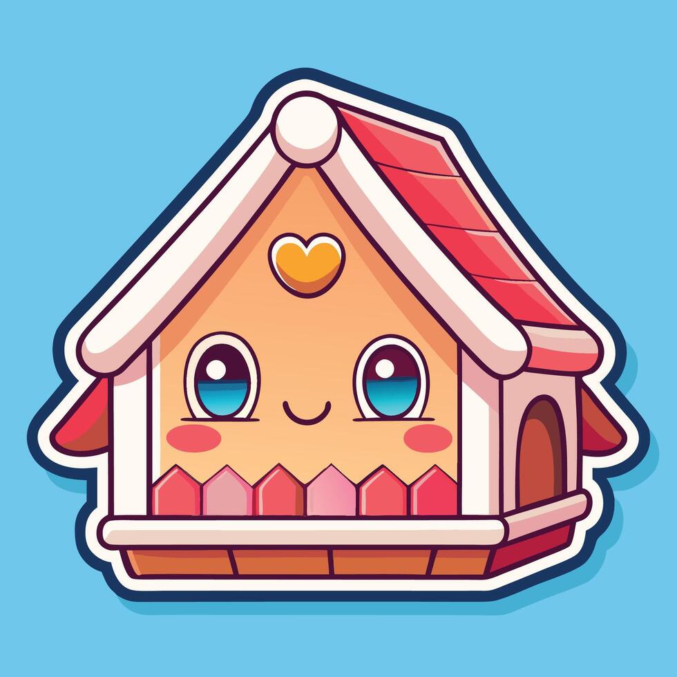 a cute gingerbread house with a heart on the roof vector