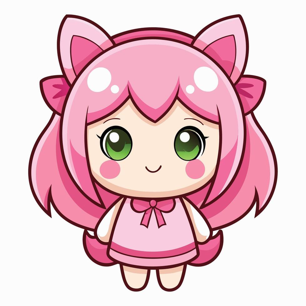 a cartoon character with pink hair on a white background vector