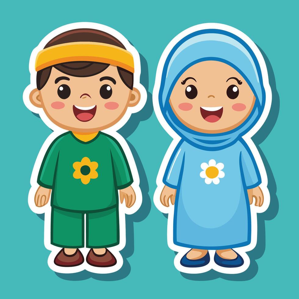 muslim boy clothes on a white background vector
