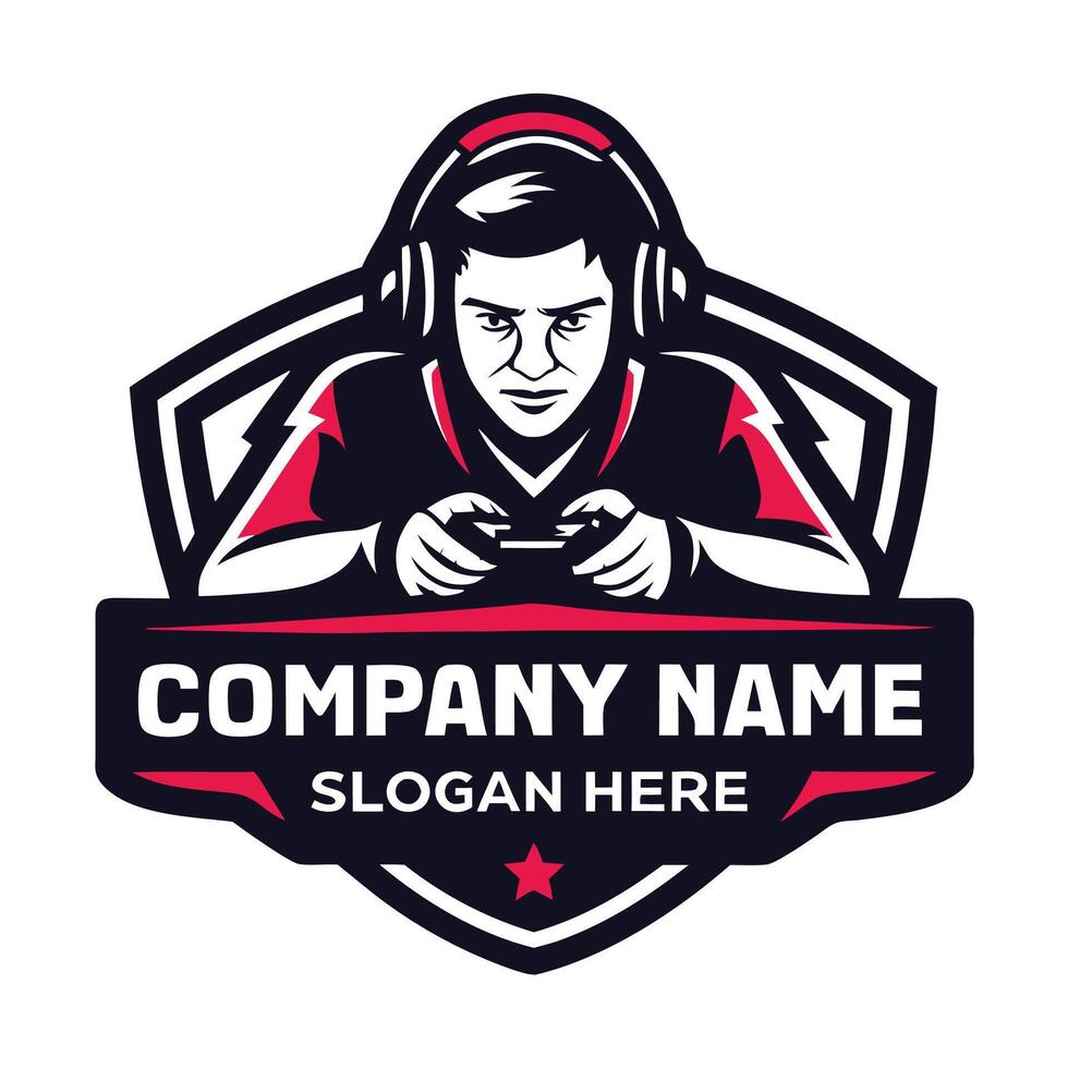 a man playing games logo design on a white background vector