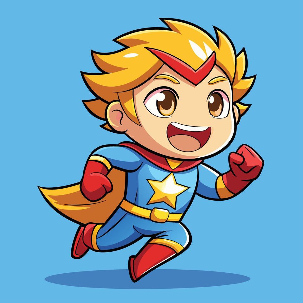 cartoon superhero running with a star on his chest vector