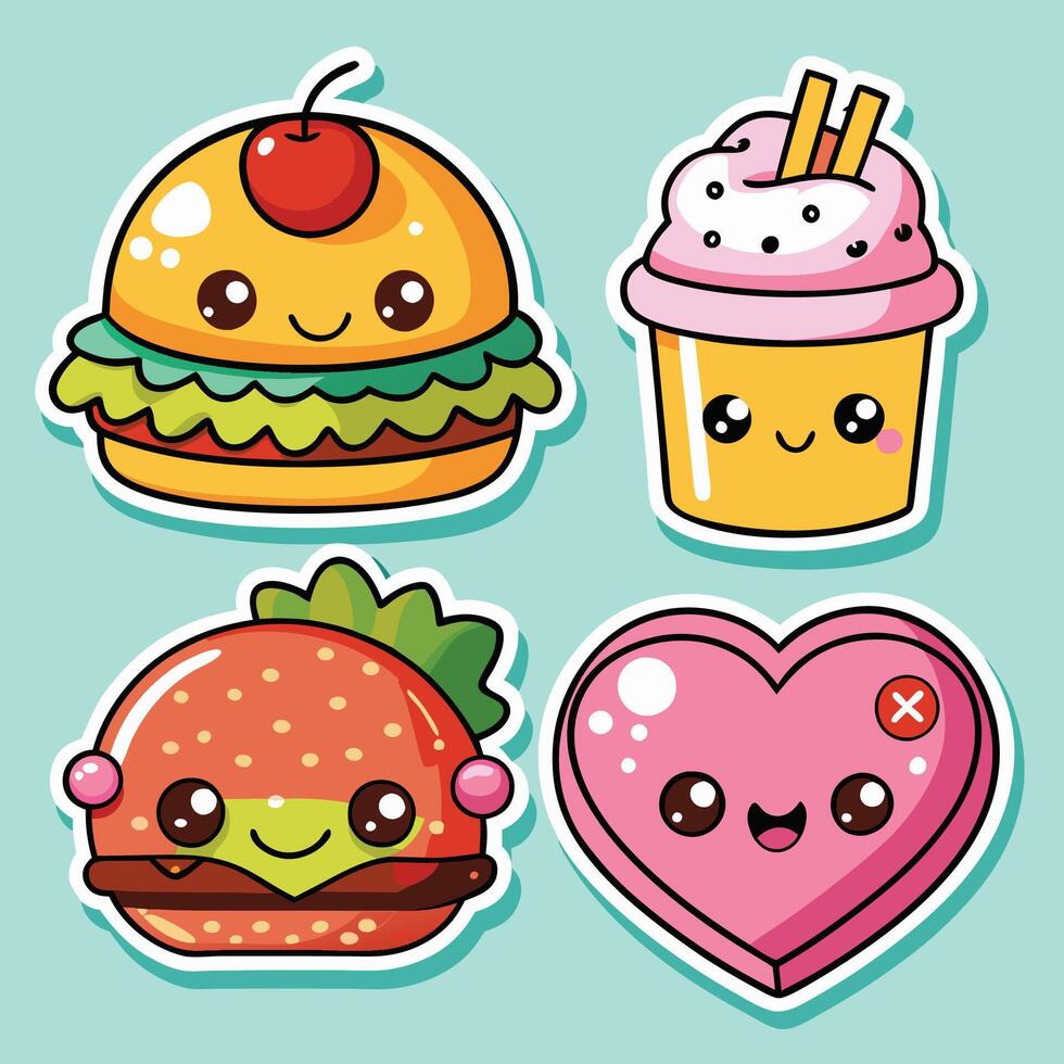 cute hamburger strawberry on a white background vector