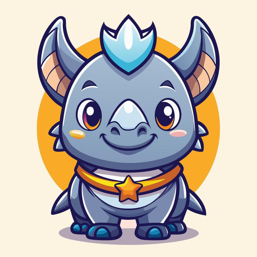 cartoon illustration of a cute dragon with a star on its head vector