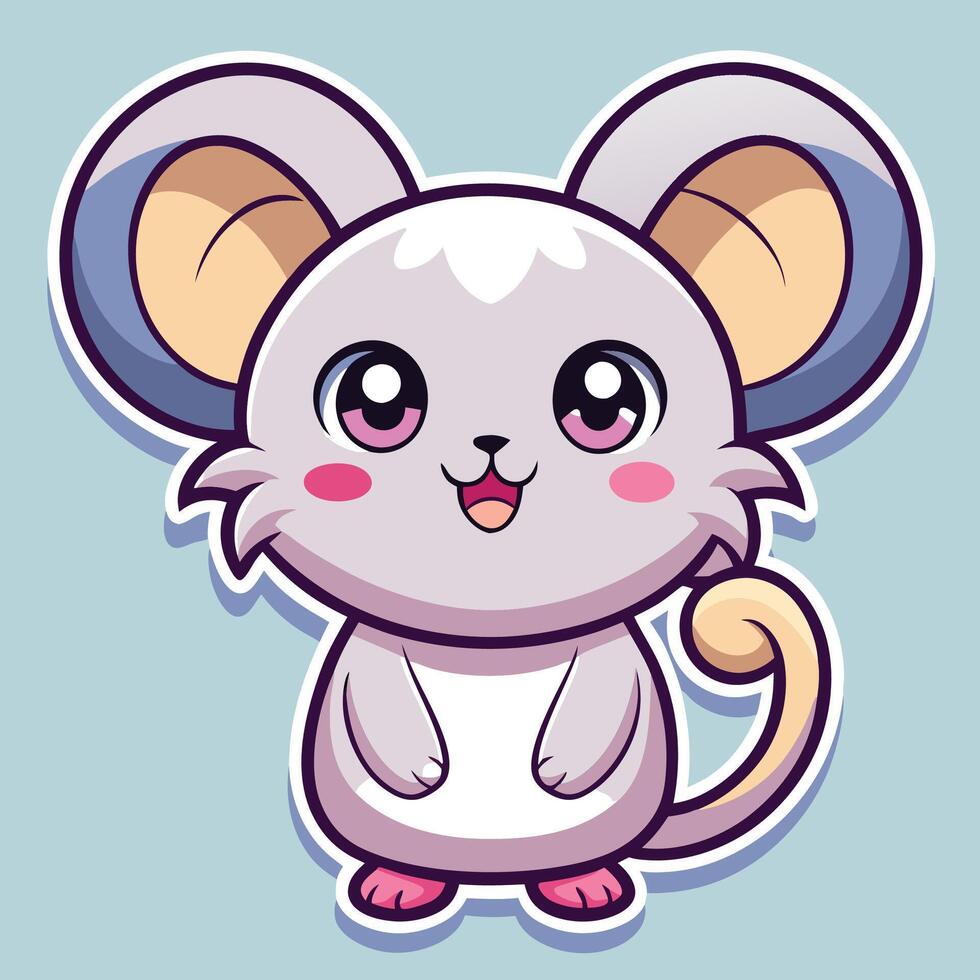 a cute mouse with big eyes and a big nose on a white background vector