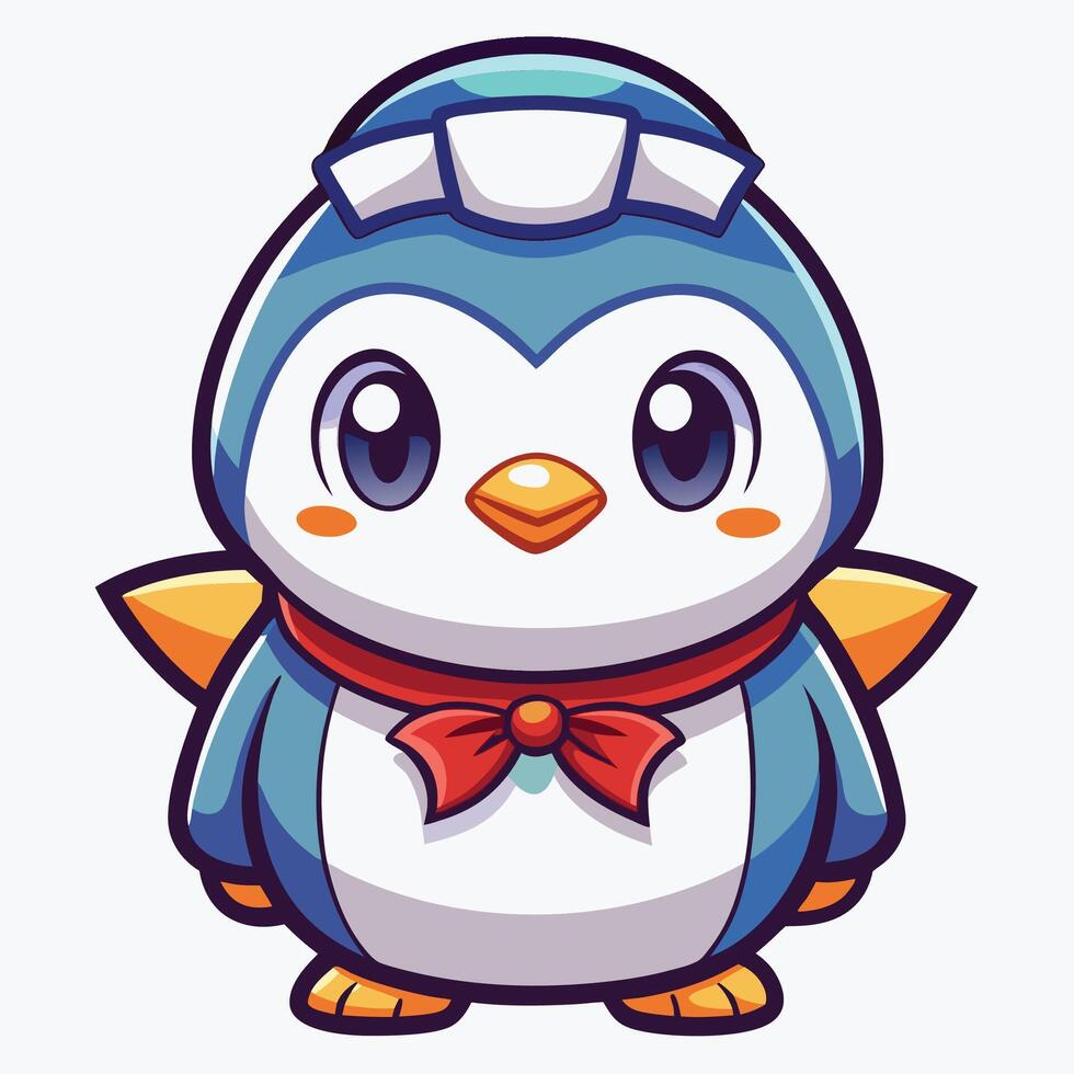 penguin in a sailor hat on a white background vector