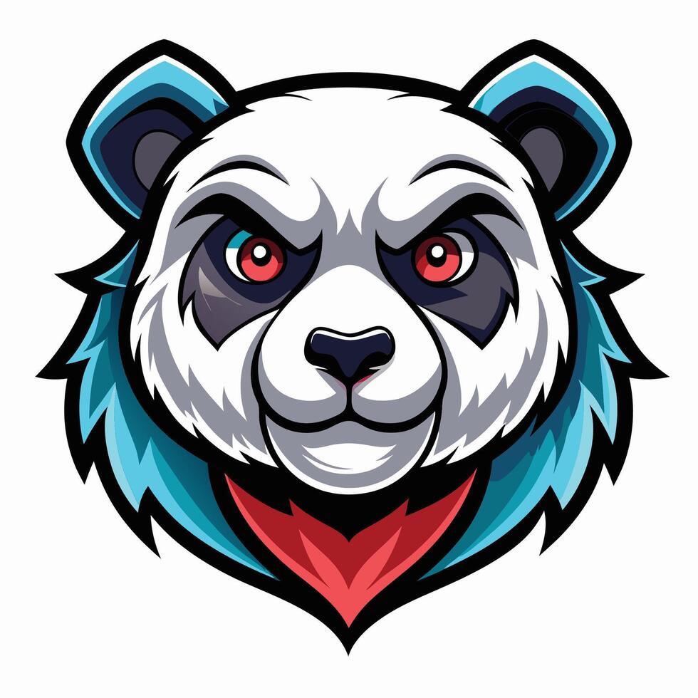 a panda bear head with red eyes on a white background vector
