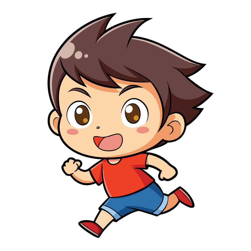 a cartoon boy running with his eyes closed vector