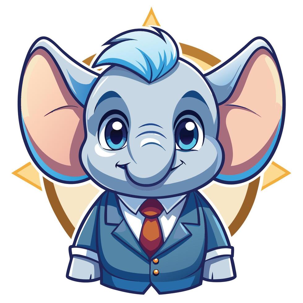 an elephant wearing a suit and tie on a white background vector