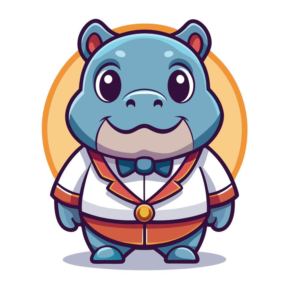 a cartoon hippo in a suit and tie on a white background vector
