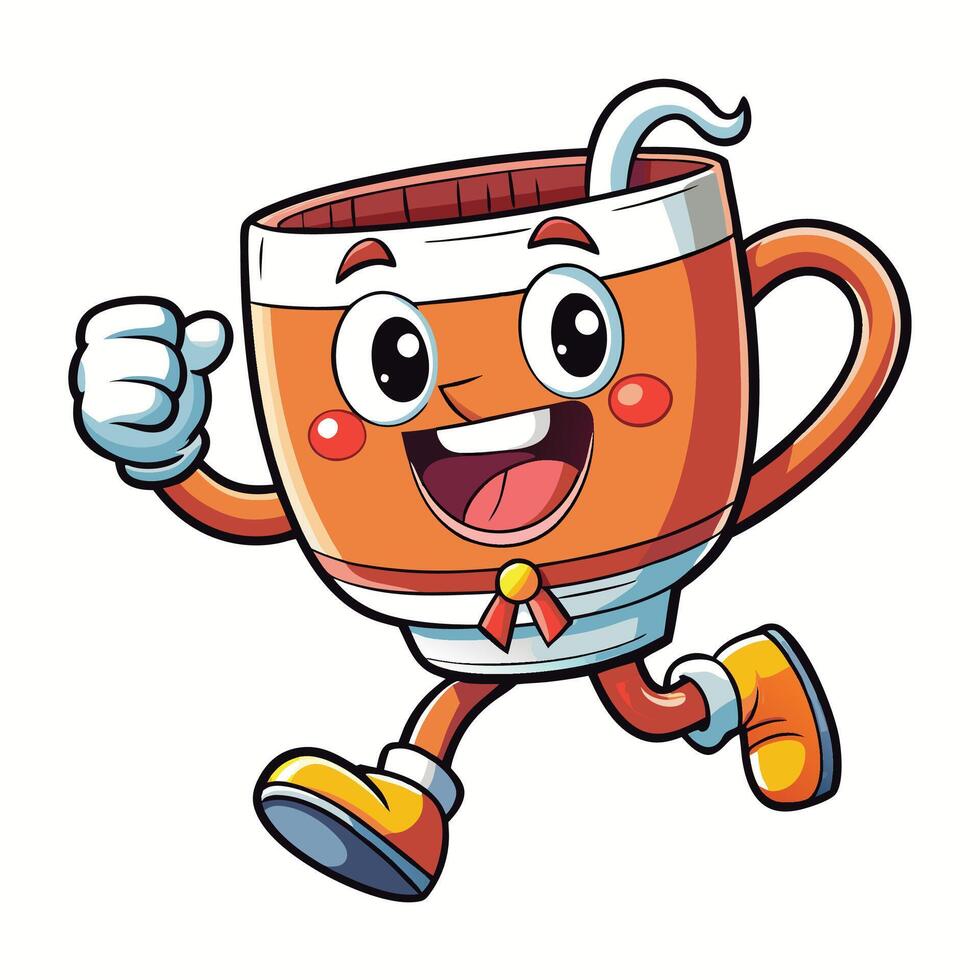 a cartoon character on a white background cup of coffee vector