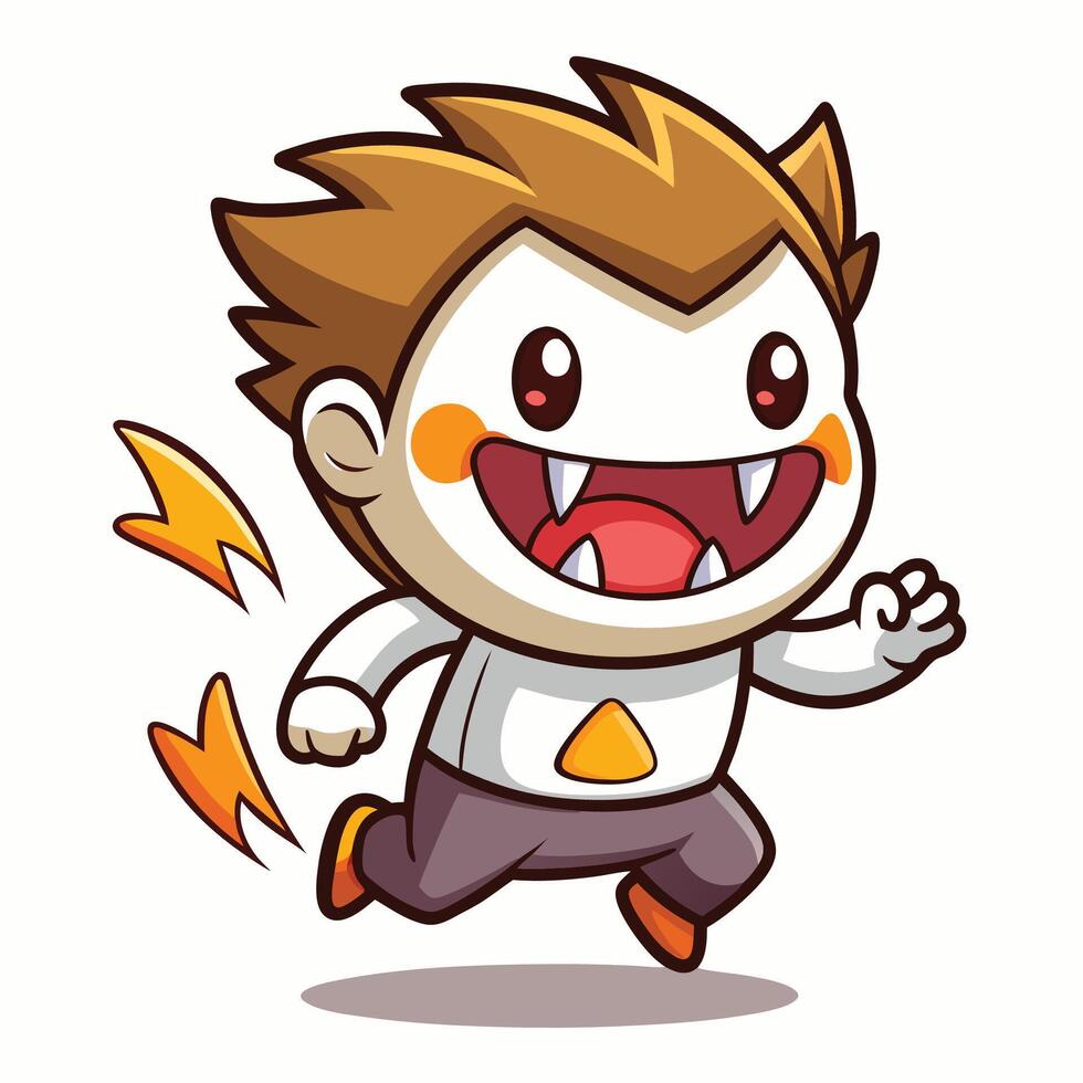 a cartoon character running with a lightning bolt on his head vector