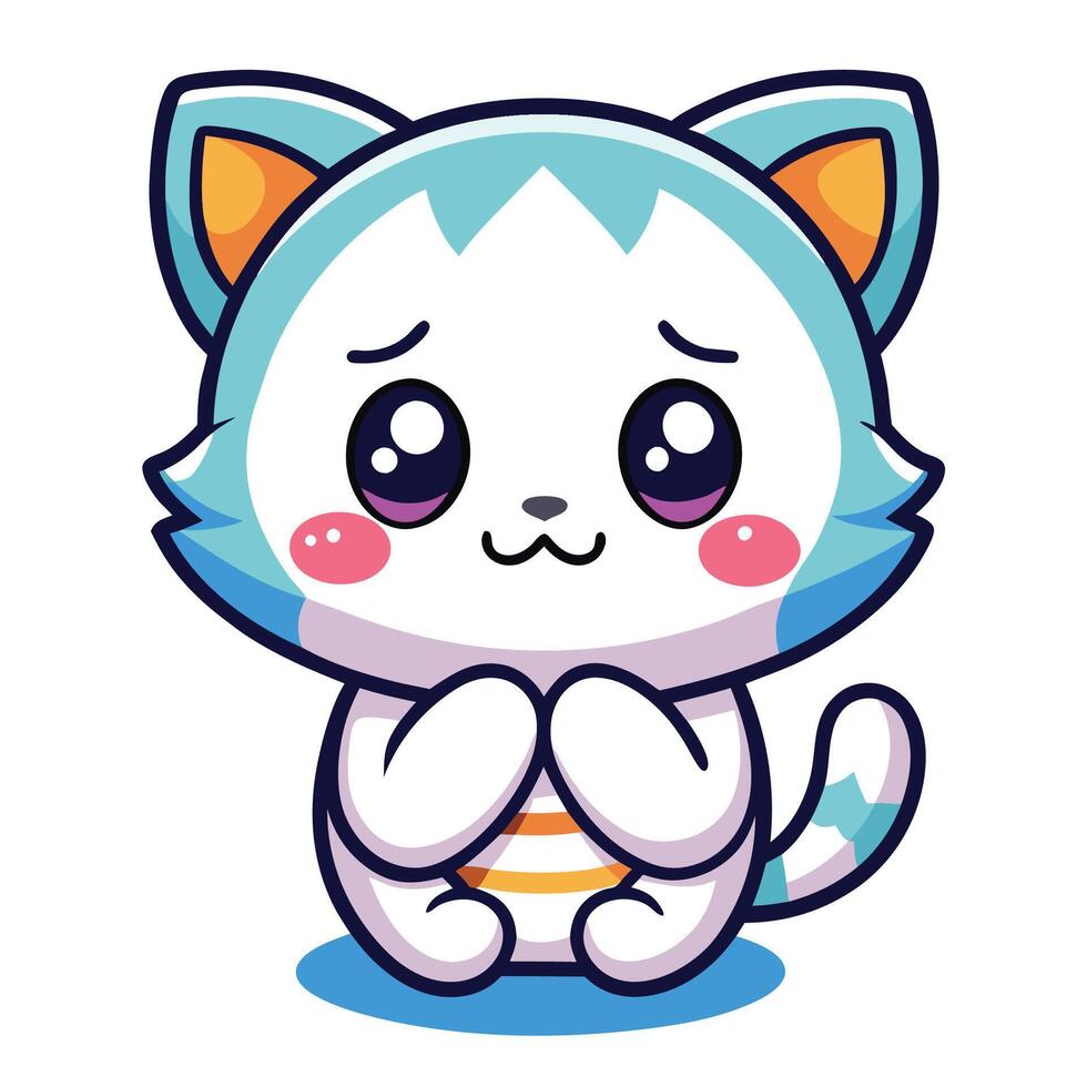 a cartoon cat with big eyes and a big smile on a white background vector