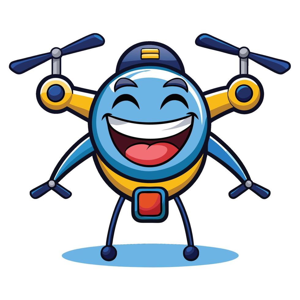 happy cartoon drone flying in the air illustration vector