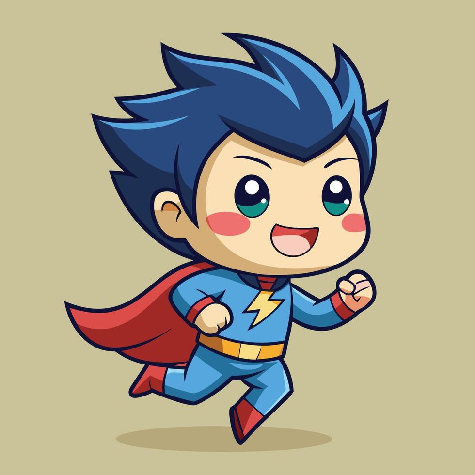superhero boy running illustration on a white background vector